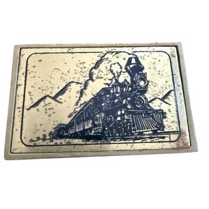 VTG Train Locomotive Belt Buckle Solid Brass Waisted Belts Toronto Collectible